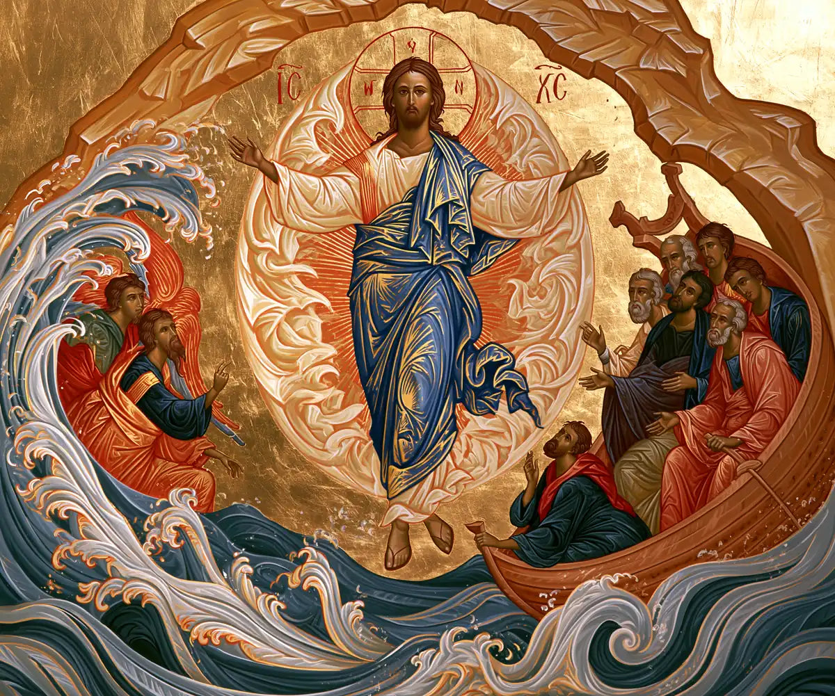 Jesus Walking on Water - Contemporary Byzantine - Christian artwork collection