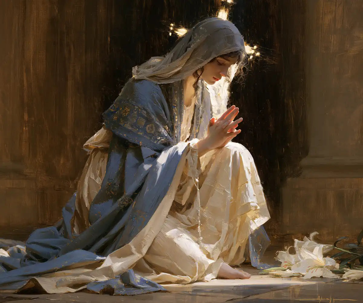 Virgin Mary in Prayer - Symbolist - Christian artwork collection