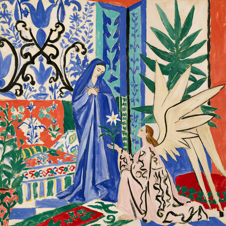 Annunciation in the Blue and White Garden – Fauvist Art · Square