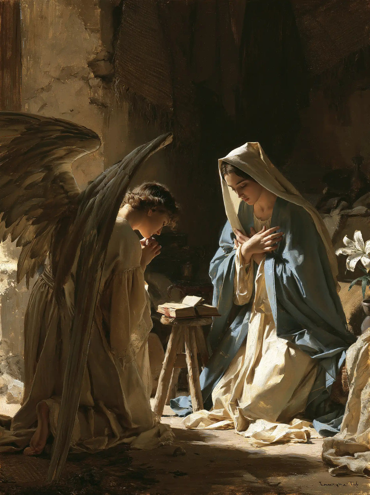 the Annunciation in the chamber at Nazareth in The Chamber in Nazareth style, portrait Christian artwork no. 8