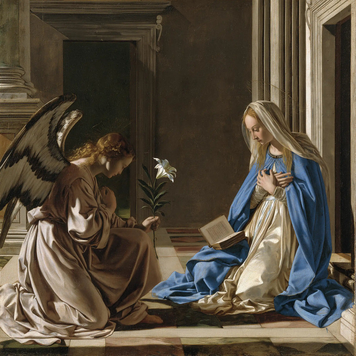 the Annunciation in Florentine Renaissance style in Florentine Renaissance style, square Christian artwork no. 2