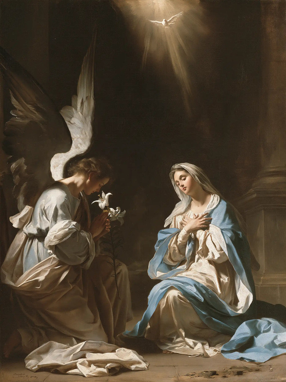 the Annunciation with the Holy Spirit in The Holy Spirit style, portrait Christian artwork no. 12