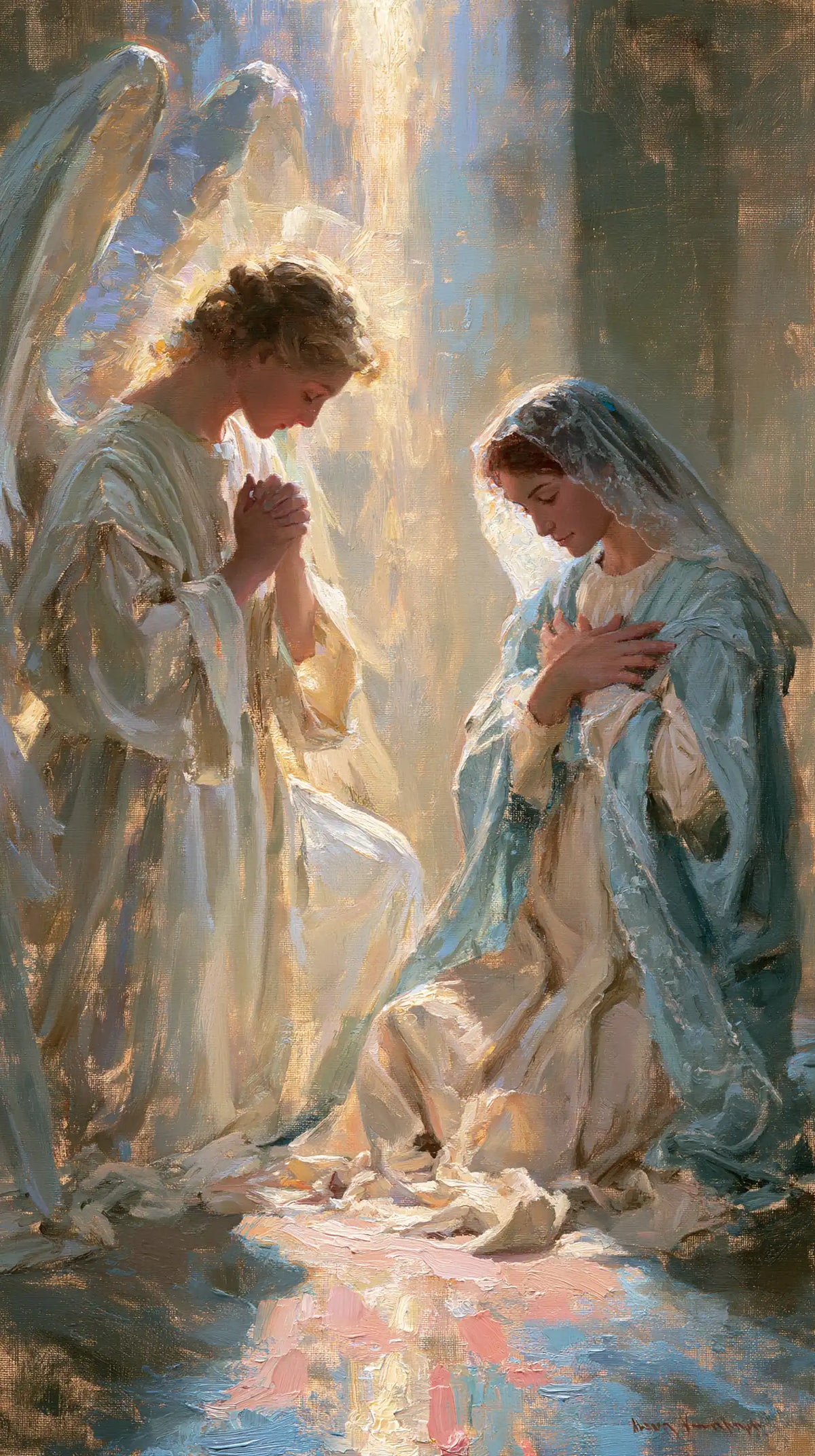 the Annunciation in an impressionist atmosphere in Impressionist style, portrait Christian artwork no. 2