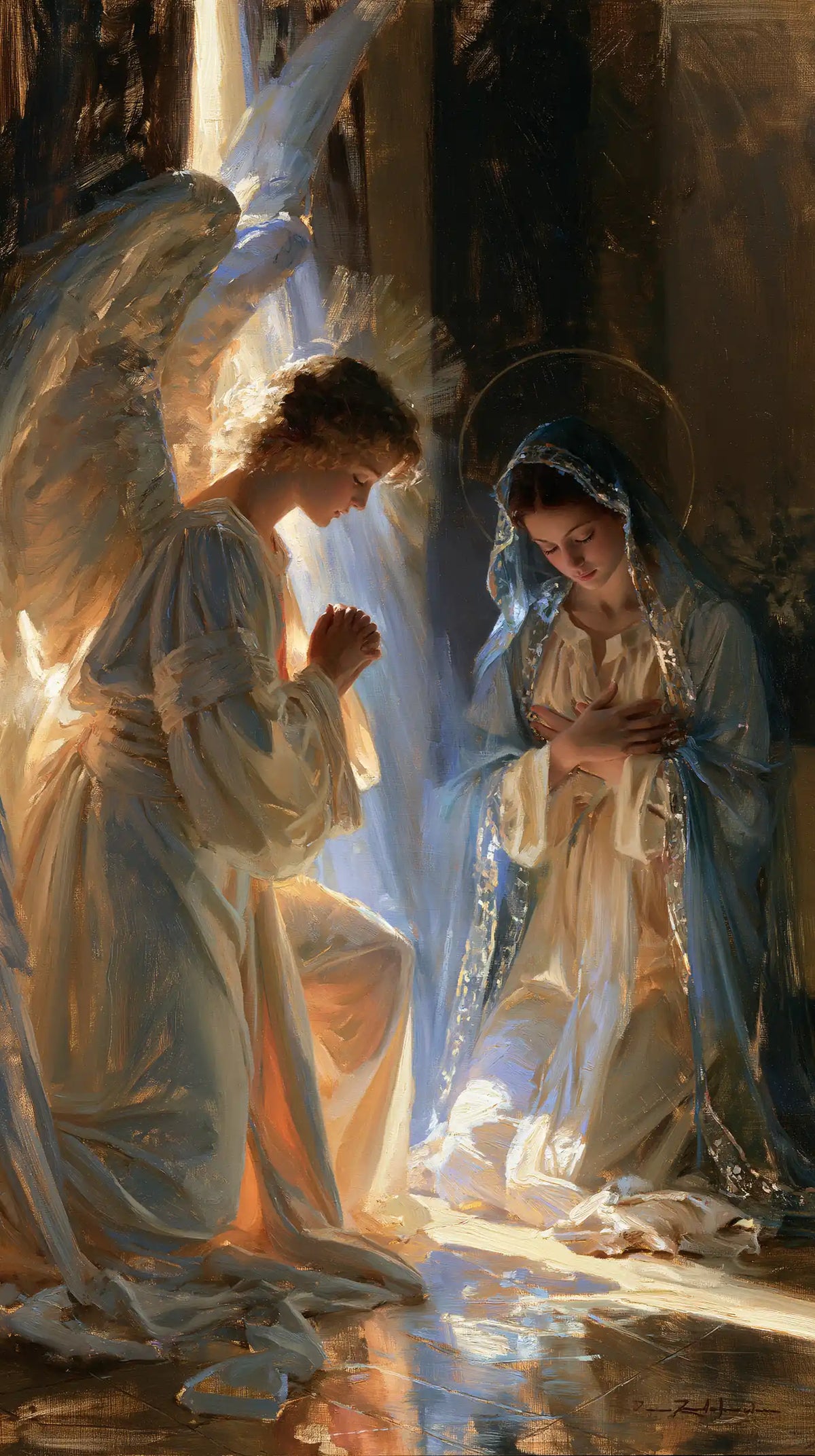 the Annunciation in an impressionist atmosphere in Impressionist style, portrait Christian artwork no. 8