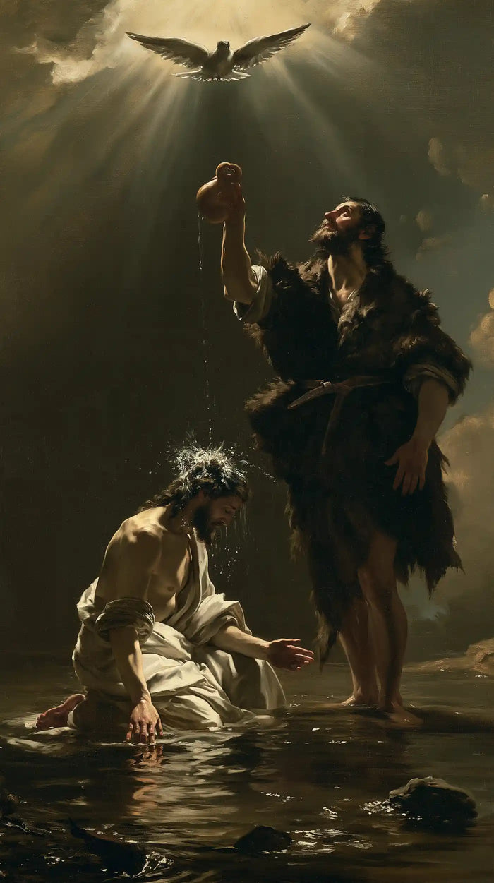 The Baptism of Jesus – Theatrical Baroque · Kneeling in the Jordan · Portrait no. 1
