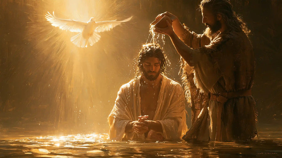 The Baptism of Jesus – Sacred Gold · Kneeling in the Jordan · Landscape no. 3
