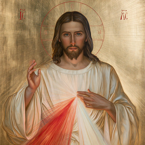 Divine Mercy Jesus in a contemporary Byzantine icon in Contemporary Byzantine style, square Christian artwork no. 3