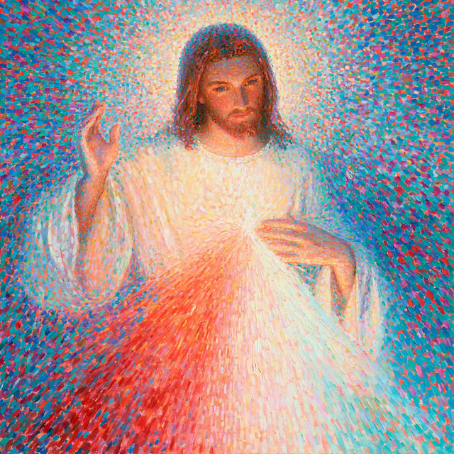 Divine Mercy Jesus – Pointillist & Neo-Impressionist · Square no. 1