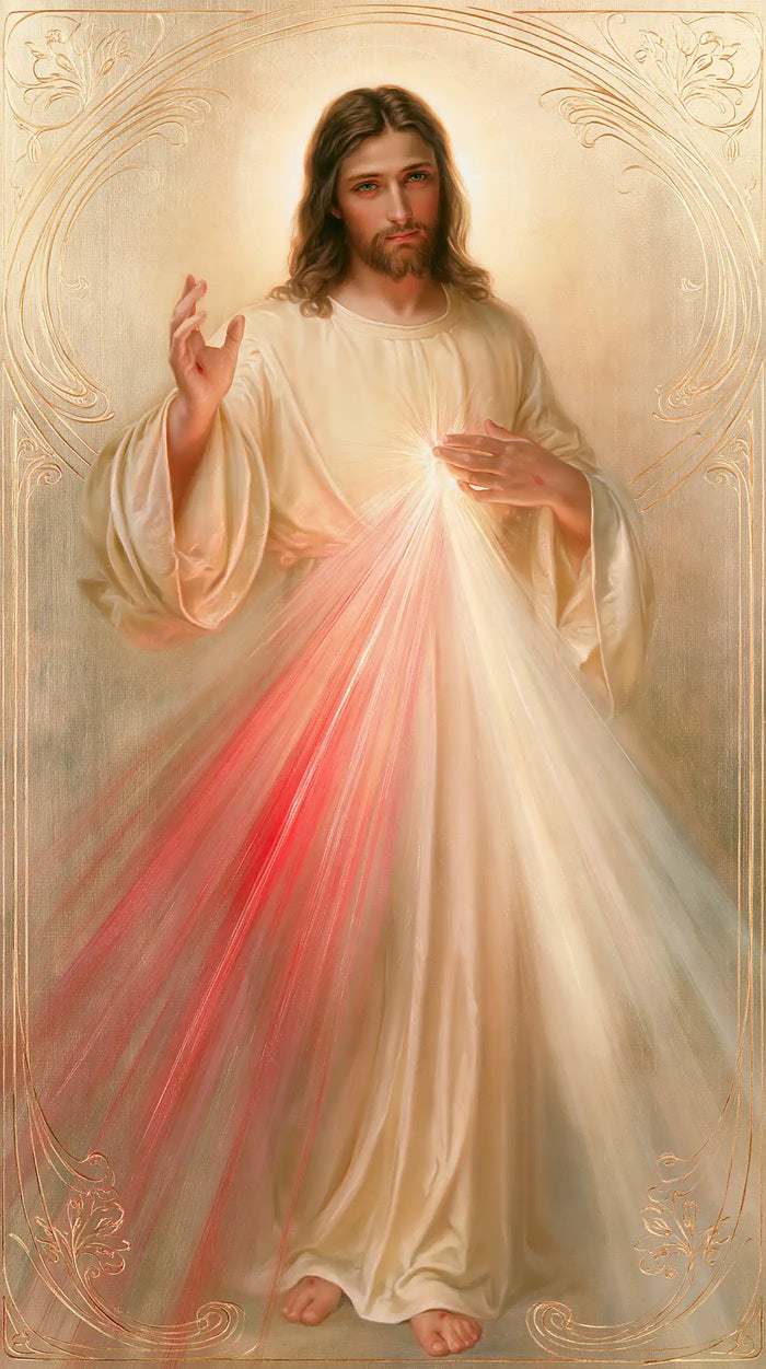 Divine Mercy Jesus — Gentleness in the Opal Veil