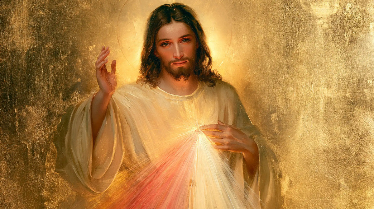 Divine Mercy Jesus — Gentleness Amid Deep Gold