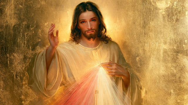 Divine Mercy Jesus — Gentleness Amid Deep Gold