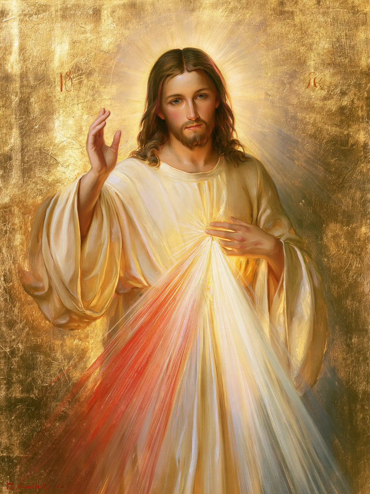 Divine Mercy Jesus — The Halo with Pearl Reflections