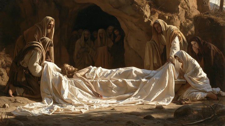 The Entombment of Jesus Christ — The Cloth’s Edges in Mourning Hands