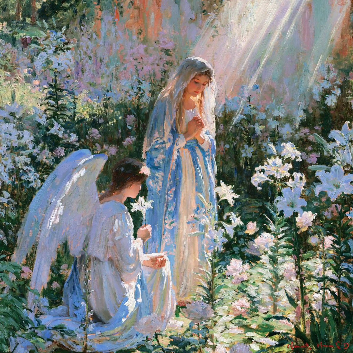 Gabriel's Lily in the Summer Garden – Impressionist Art · Square