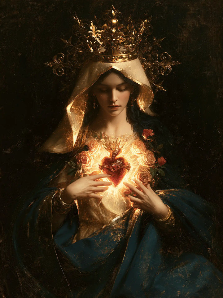 The Immaculate Heart of Mary — The Golden Crown Above the Flowered Heart