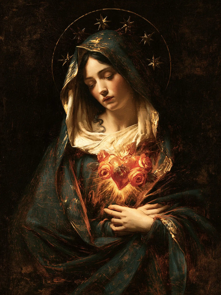 The Immaculate Heart of Mary — The Flowered Heart Beneath the Starry Circle