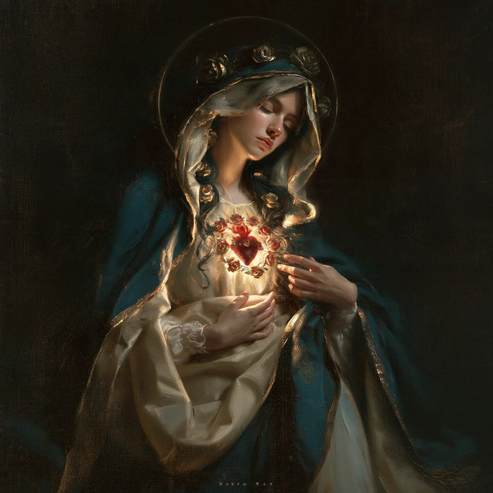 The Immaculate Heart of Mary — The Flowered Heart in Silken Folds