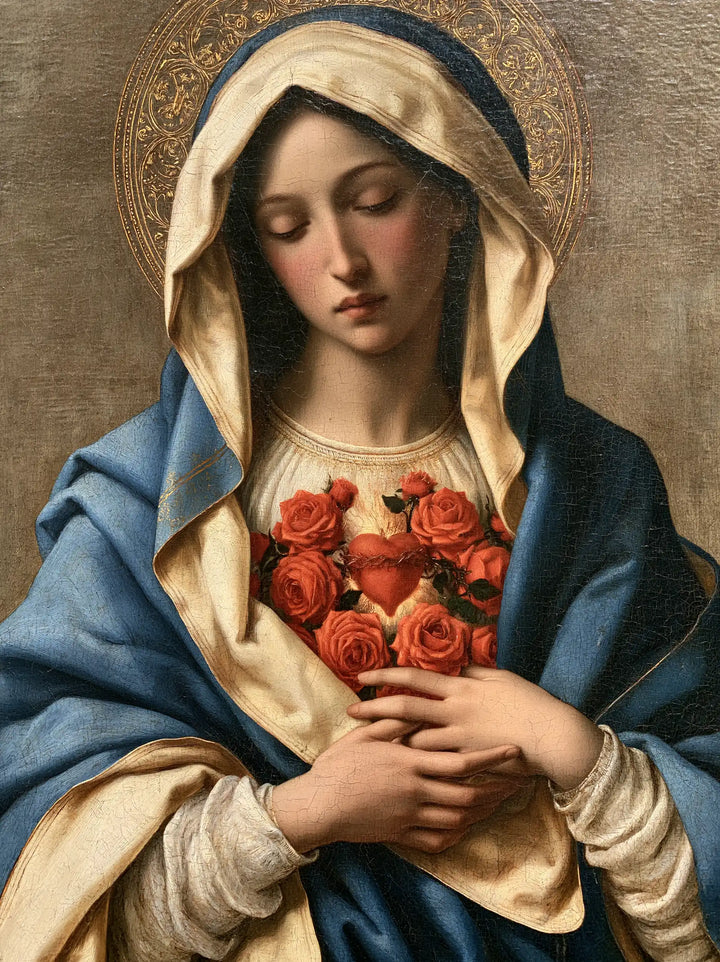 The Immaculate Heart of Mary — The Closed Gaze in the Circle of Roses