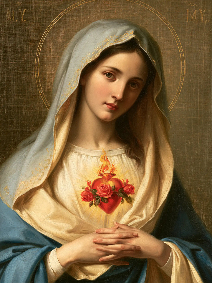 The Immaculate Heart of Mary — Still Hands Beneath the Red Rose