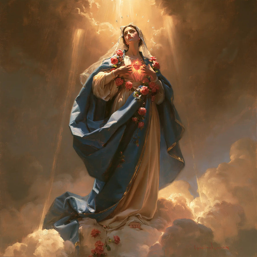 Immaculate Heart of Mary - Mary upon the Clouds with the Immaculate Heart · Square n° 5