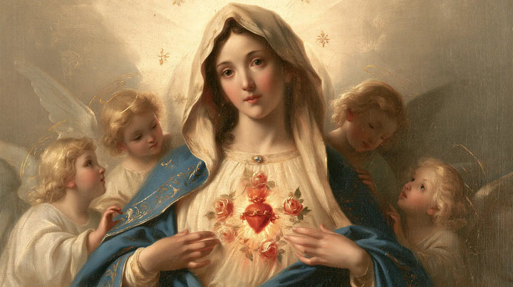 The Immaculate Heart of Mary — Faces Inclined Toward the Pink Heart