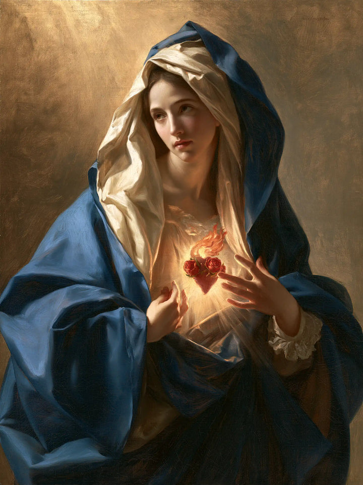 The Immaculate Heart of Mary — The Distant Gaze Beneath the Crumpled Veil