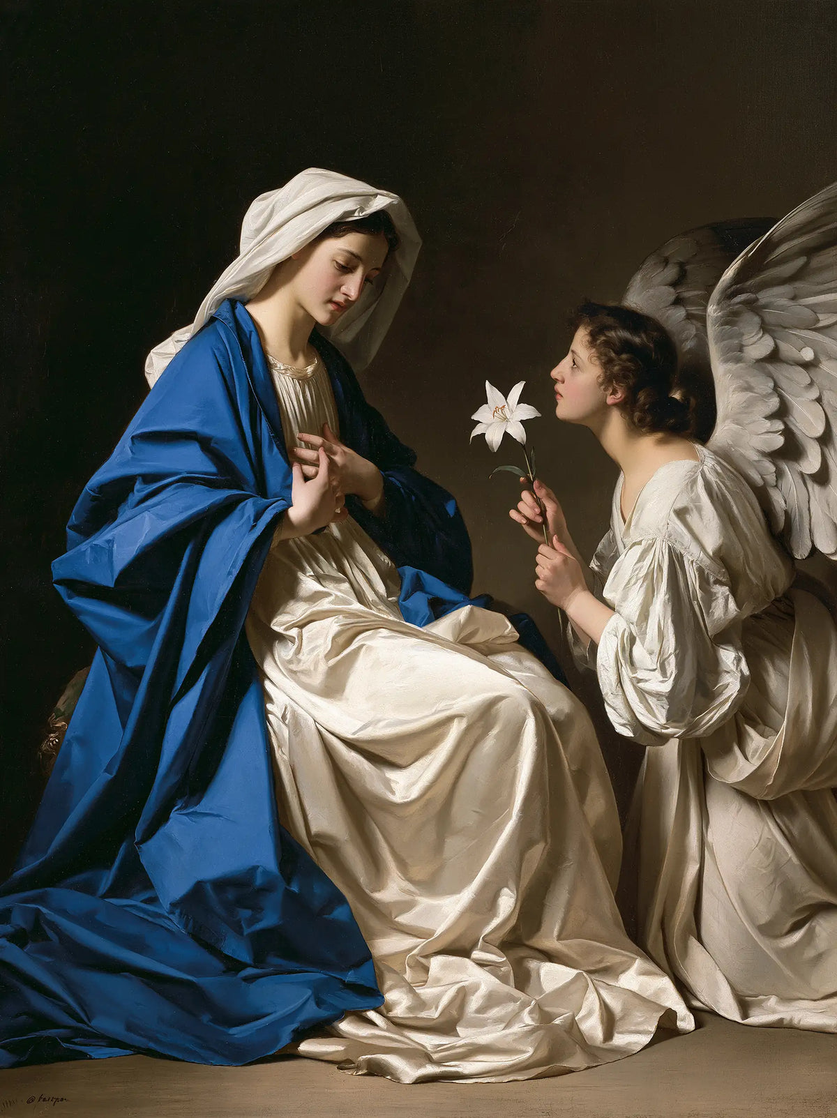 The Intimate Lily Message – Caravaggio-Inspired Tenebrist Art · Portrait