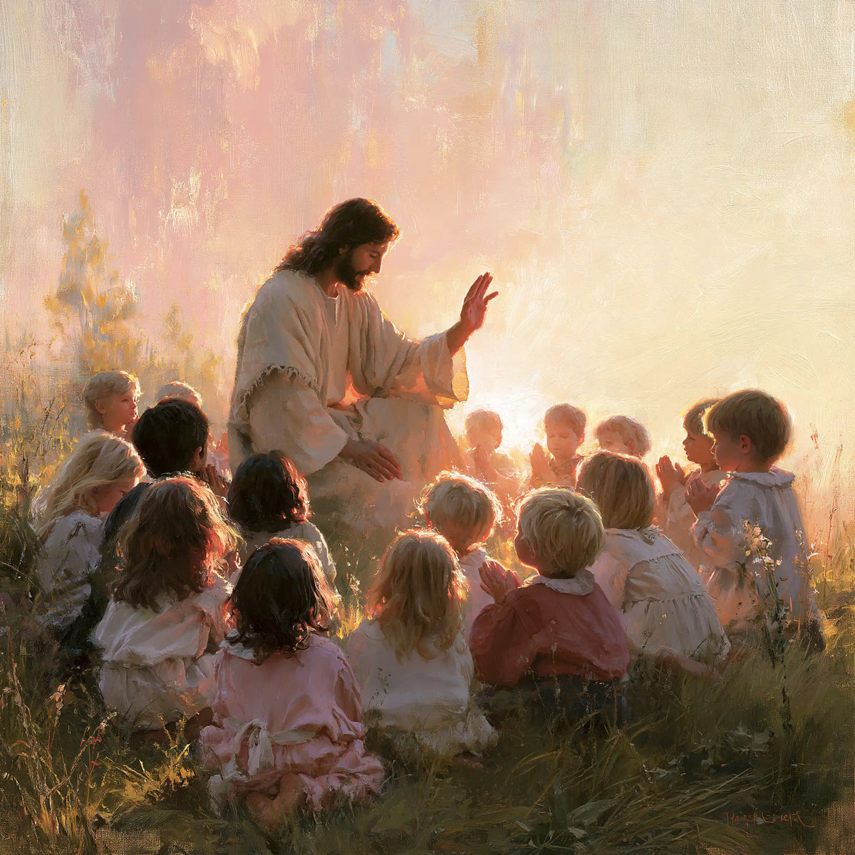 Jesus and the Children — The Gentle Gesture before the Veiled Sun