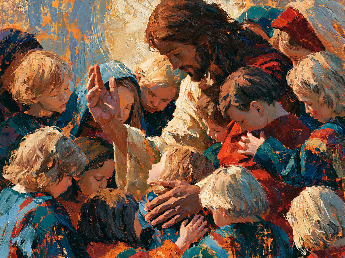 Jesus and the Children — The Gentle Gesture in the Mosaic of Colours