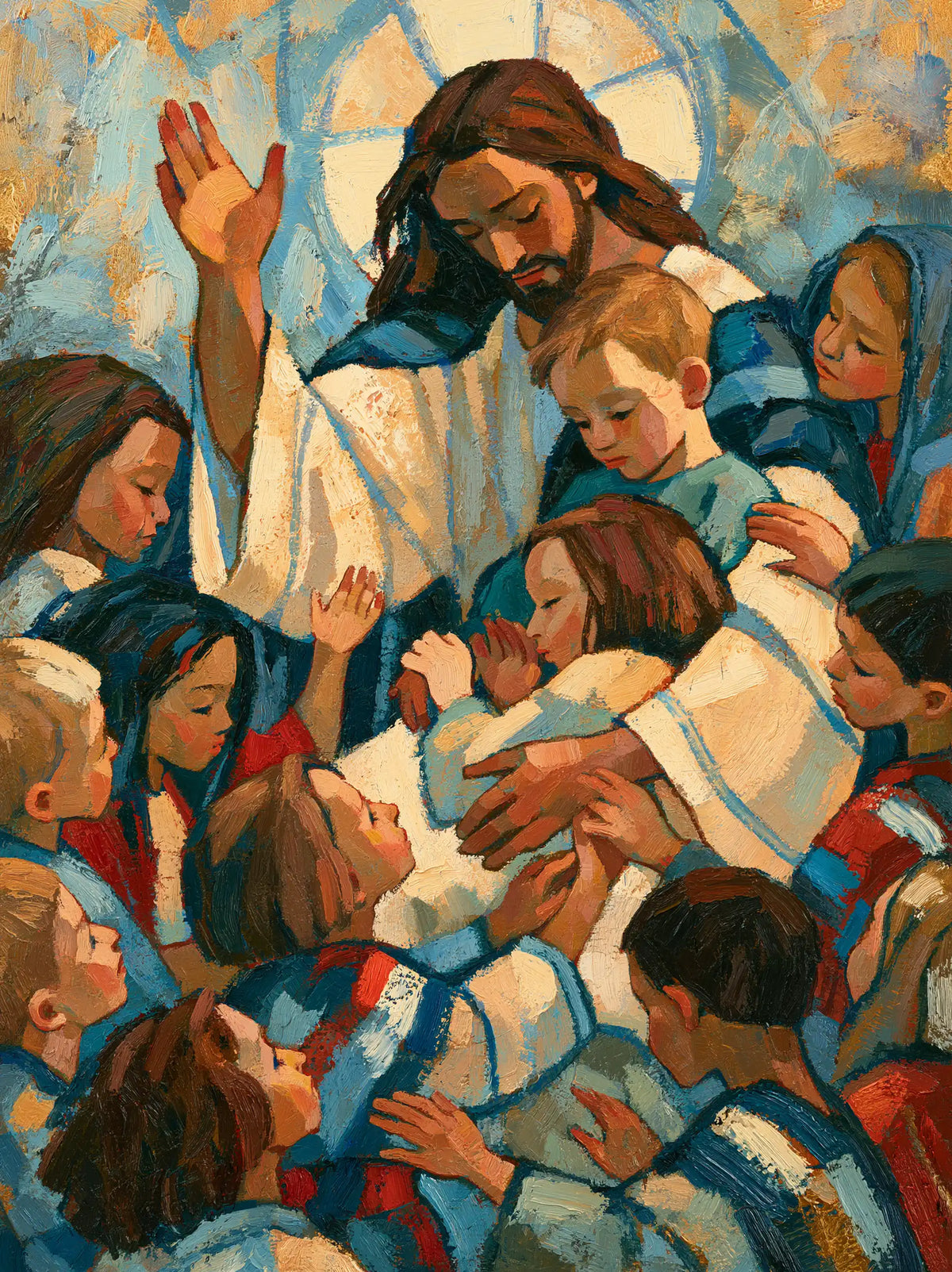 Jesus and the Children — Gentleness among the Blue Shards
