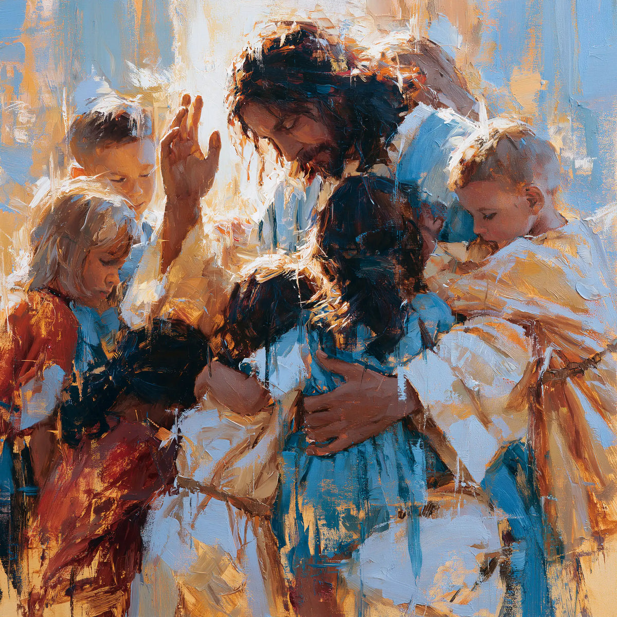Jesus and the Children — The White Embrace Streaked with Azure