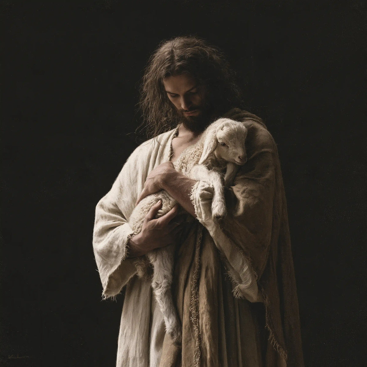 Jesus and the Lamb - Contemporary Minimalism · Square n° 6