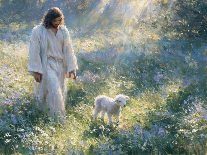 Jesus and the Lamb — The Garden Crossed by Light