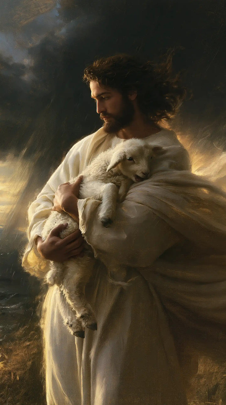 Jesus and the Lamb - Jesus Protecting the Lamb · Portrait n° 7