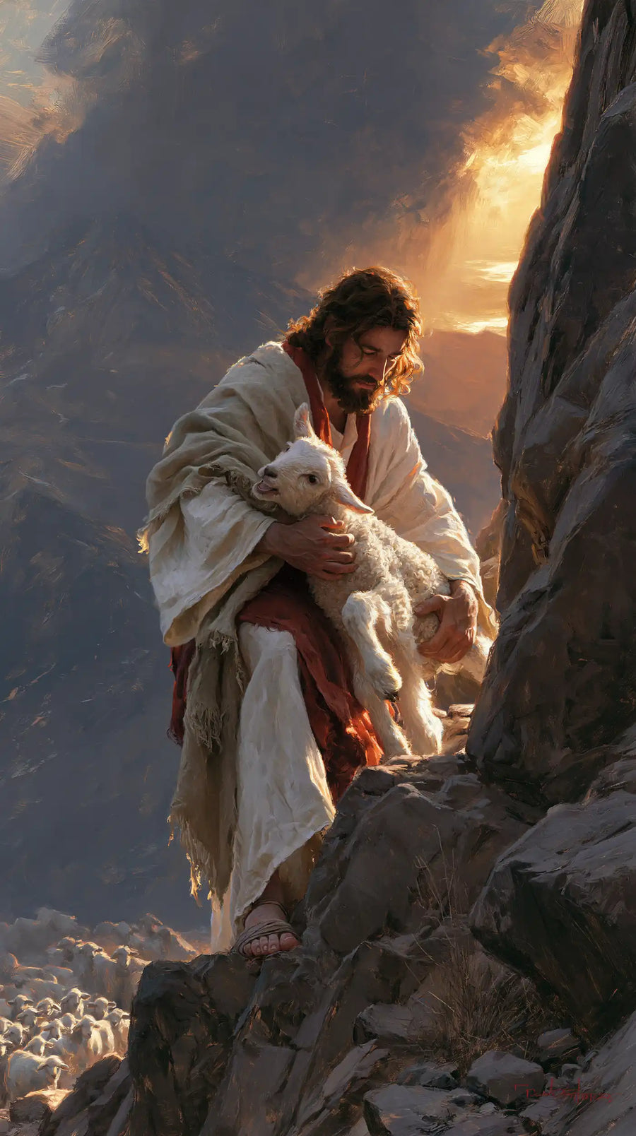 Jesus and the Lamb - Jesus Saving the Lamb · Portrait n° 1