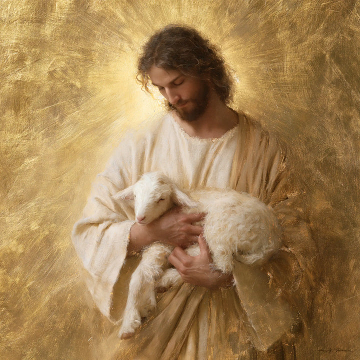 Jesus and the Lamb - Sacred Gold · Square n° 3