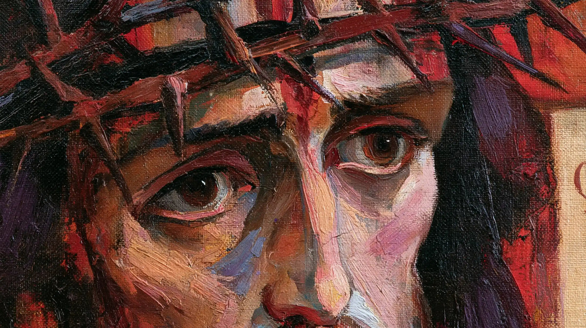 Jesus Crowned with Thorns — Eyes among Mauve Fragments