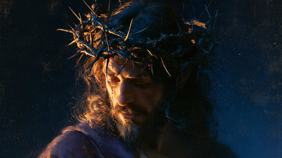 Jesus Crowned with Thorns — The Bowed Brow in Deep Blue