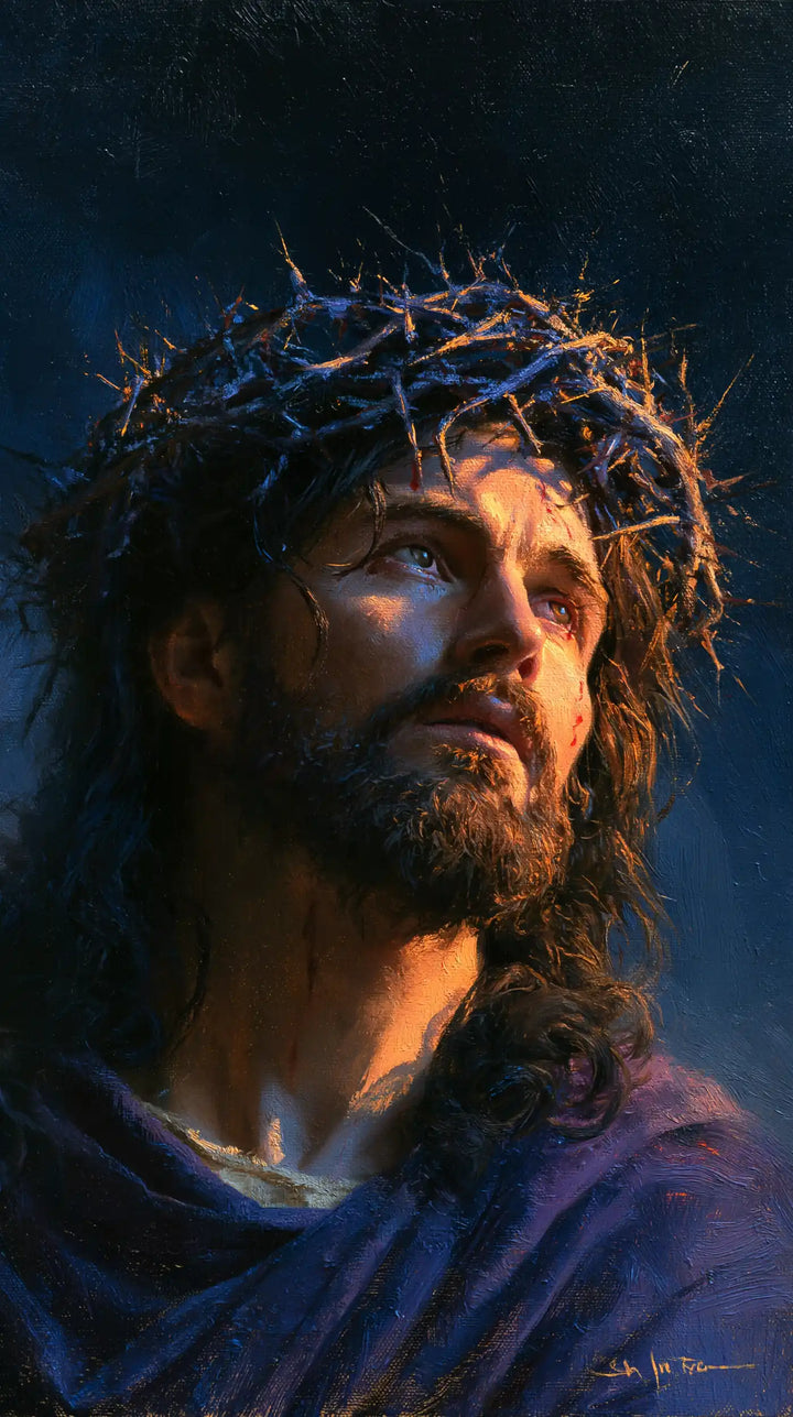 Jesus Crowned with Thorns — The Sideward Gaze in Indigo