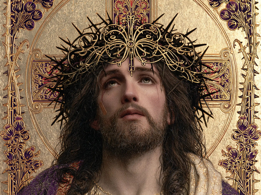 Jesus Crowned with Thorns — The Face before the Ornate Cross