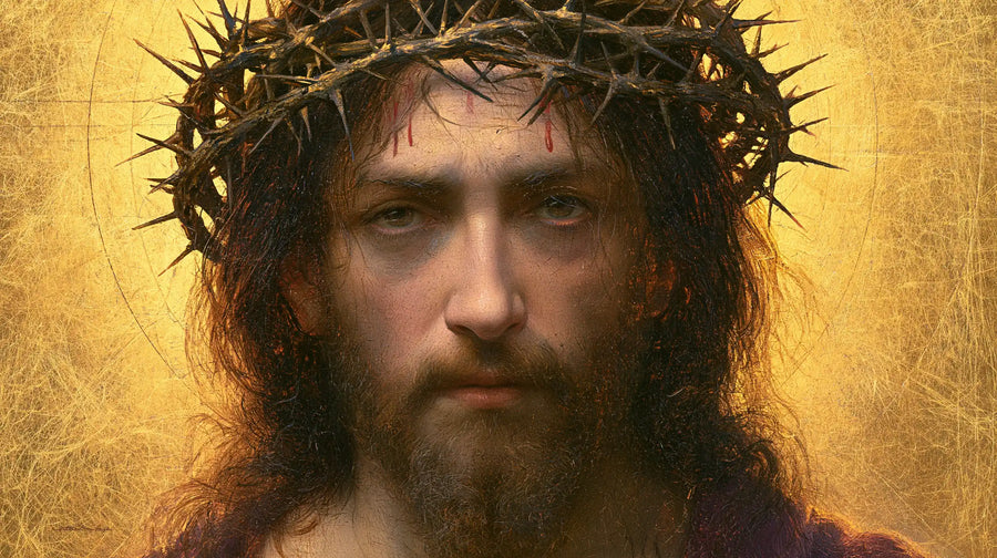 Jesus Crowned with Thorns — The Dark Gaze in Vibrant Gold
