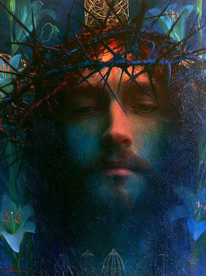 Jesus Crowned with Thorns — The Face in the Night’s Stained Glass