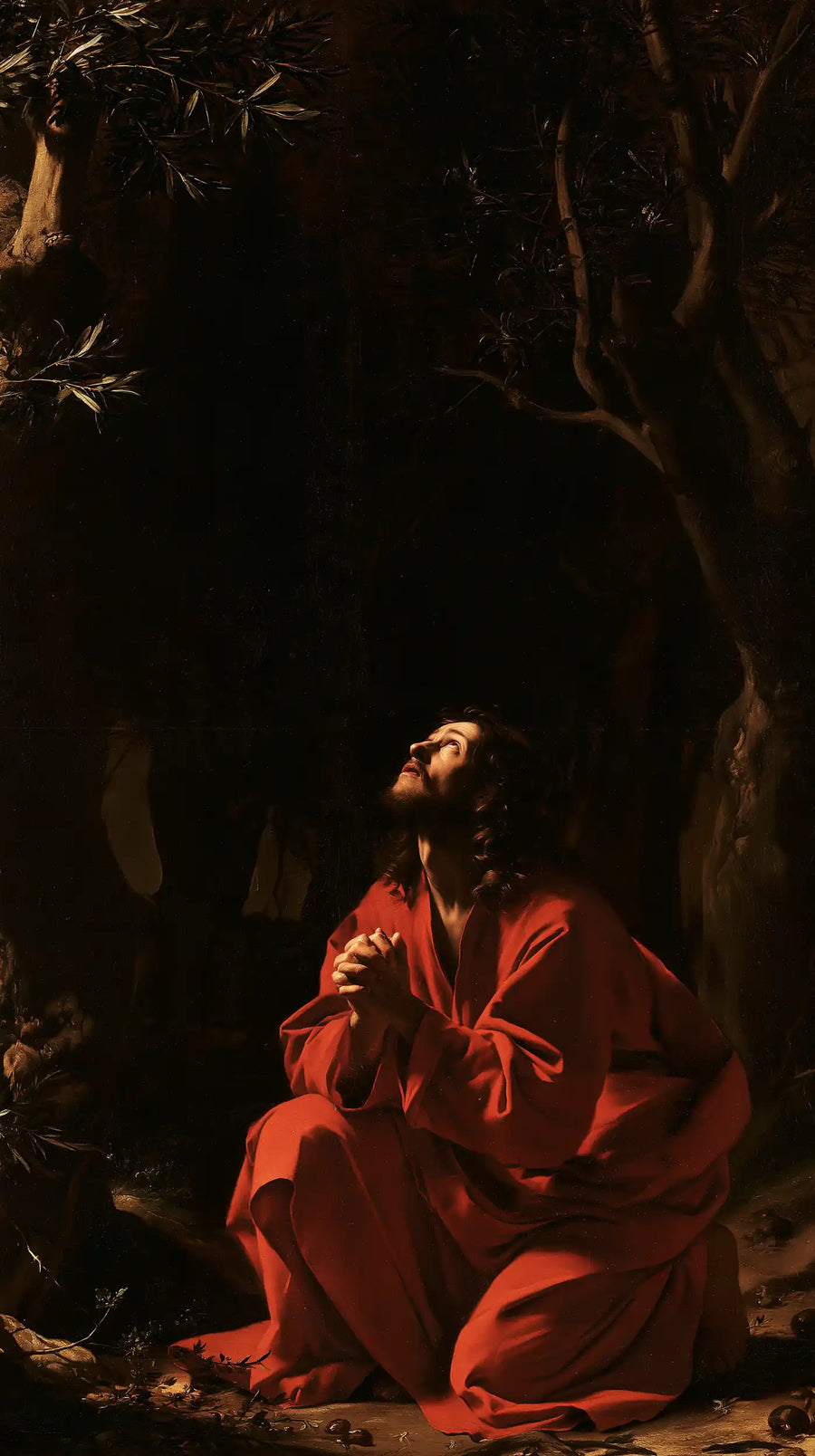Jesus in Gethsemane - Caravaggio Tenebrism · Portrait n° 5