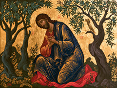 Jesus in Gethsemane — Silence Embroidered in Azure