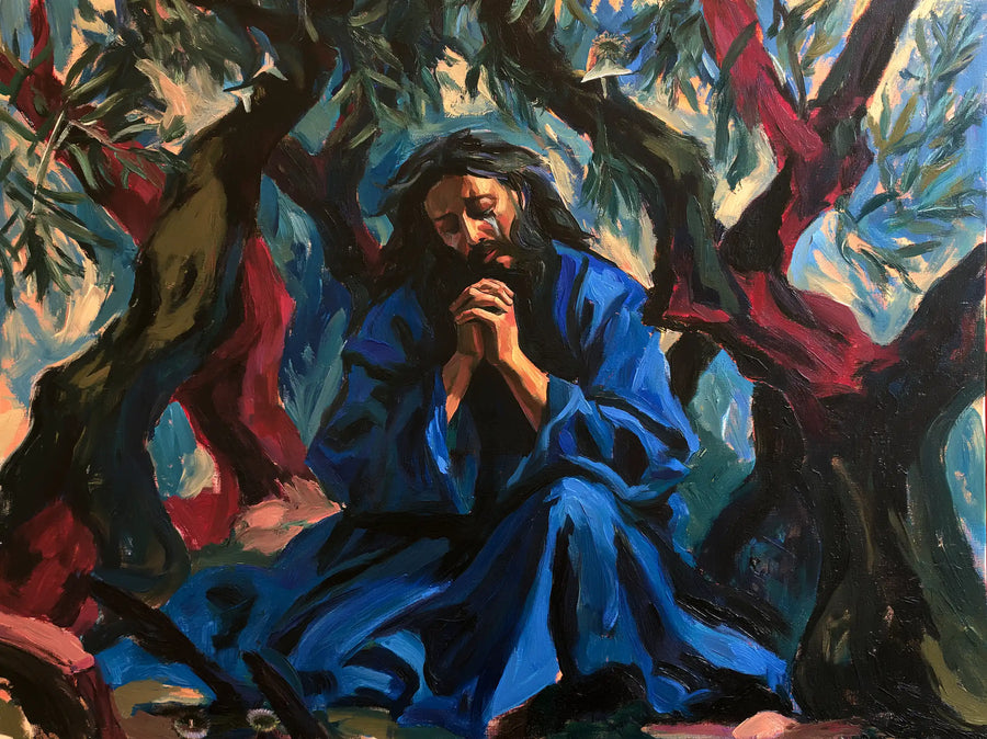 Jesus in Gethsemane — The Ardent Blue of Reverence
