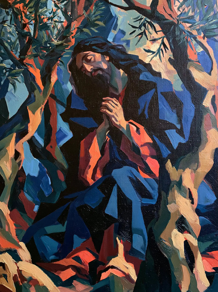 Jesus in Gethsemane — The Cloak with Ember Fragments