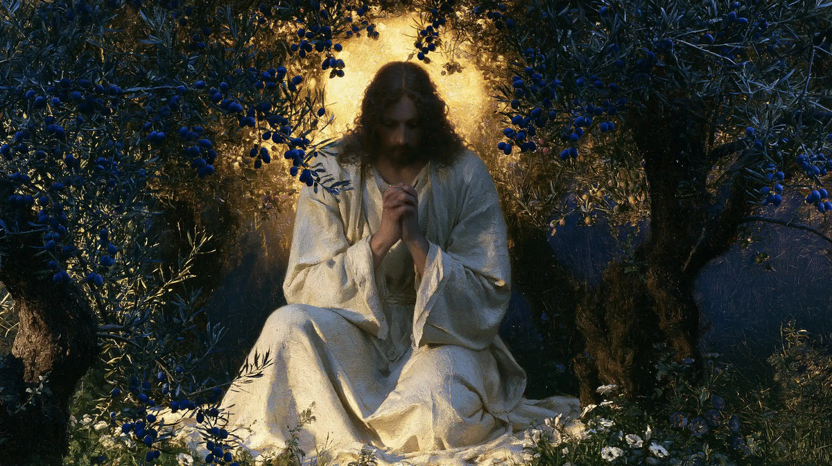 Jesus in Gethsemane - Gethsemane in Midnight Blue, Olive and Gold · Landscape n° 10