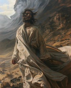 Jesus in the Desert — A Face Lifted to the Mountain Wind