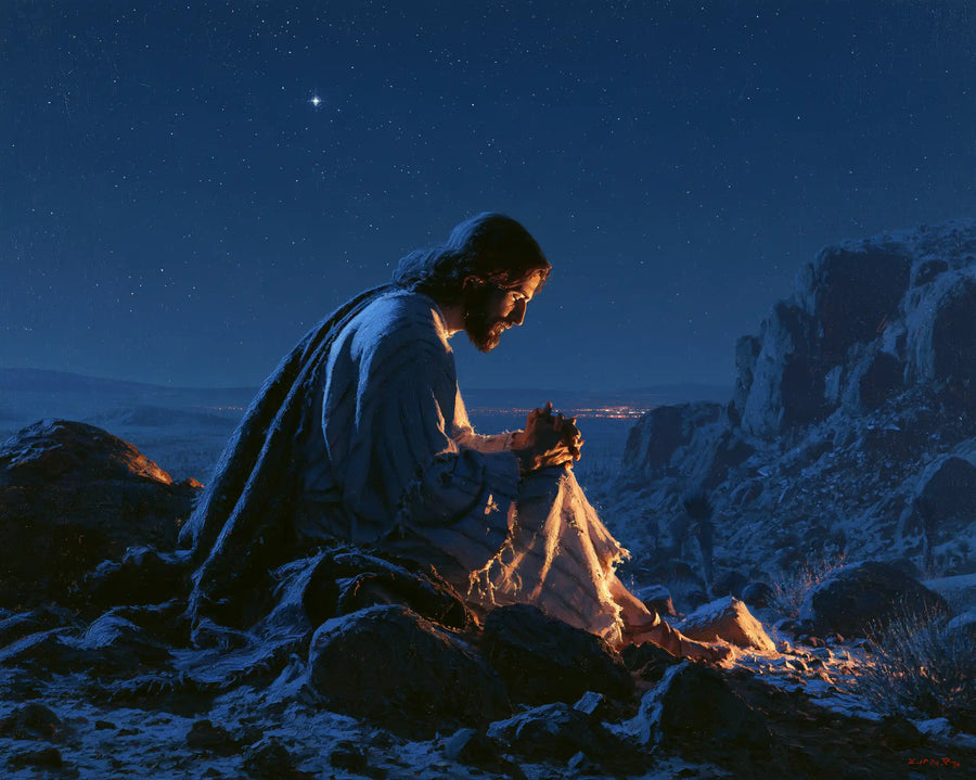 Jesus in the Desert - Midnight Blue Chiaroscuro · Landscape n° 5