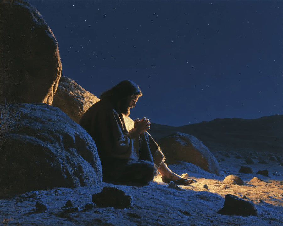 Jesus in the Desert - Midnight Blue Chiaroscuro · Landscape n° 7